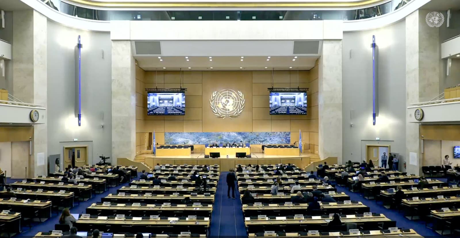 The Assembly Hall of the Palais des Nations in Geneva during the 63rd session of the UN Human Rights Council